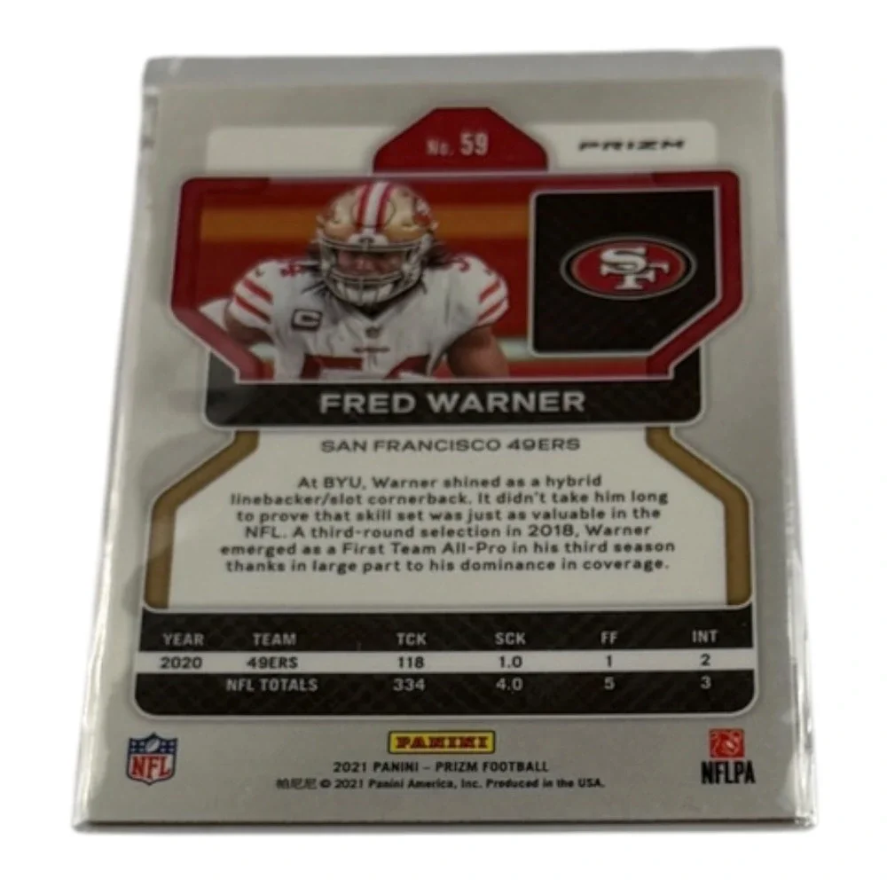 2021 Panini Prizm Fred Warner 59 Orange Ice Prizm San Francisco 49ers NFL Card